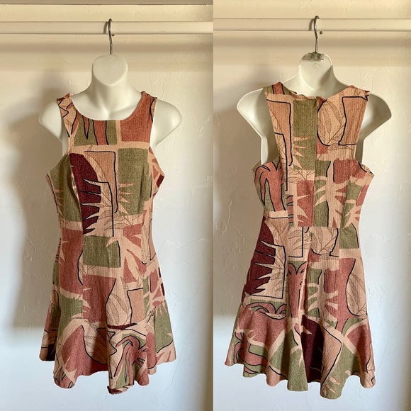 PITANGA Tropical Linen Blend Palms Print Resort DRESS Made in BRAZIL Size Medium - Picture 11 of 14